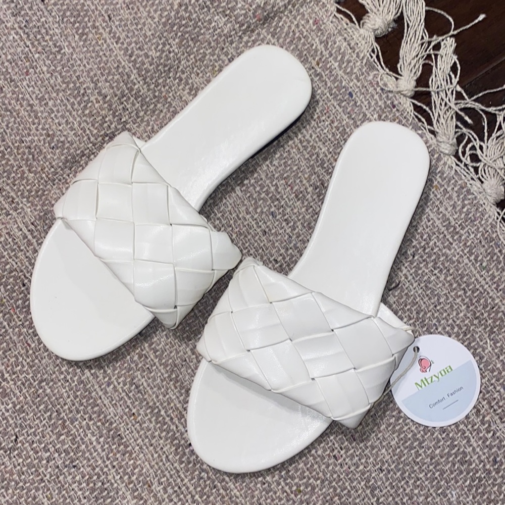 White braided sandal